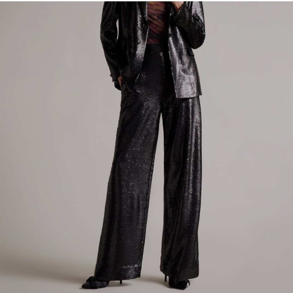 Ted Baker Milleit Matte Sequin Wide Leg Trouser Pants